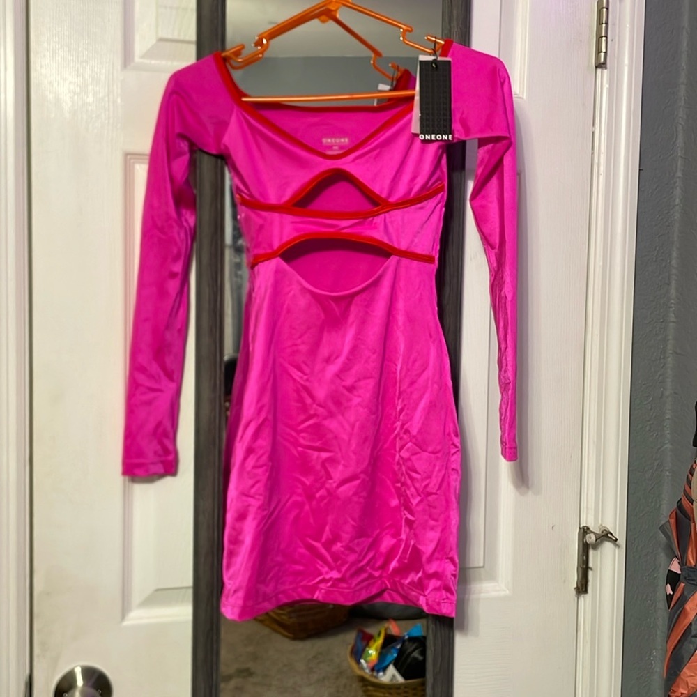 Oneone Mini Dress, Pink/Red - XS